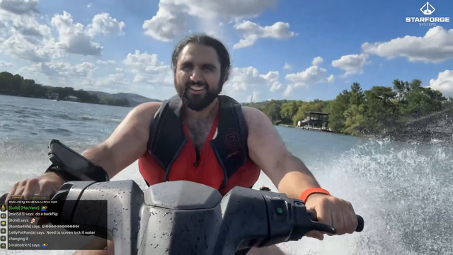 Esfand fell from the Jetski