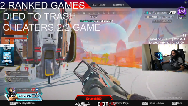 Pro Apex Legends player Shiv spectates a Hacker (top tier react)