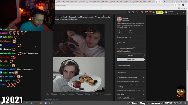 xQc's problem sleeping has now been explained by the fake dino nuggies