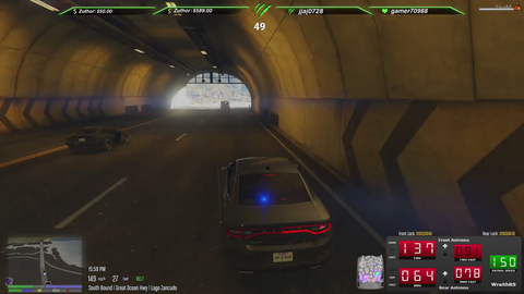 Police chase with a perfectly synced spin