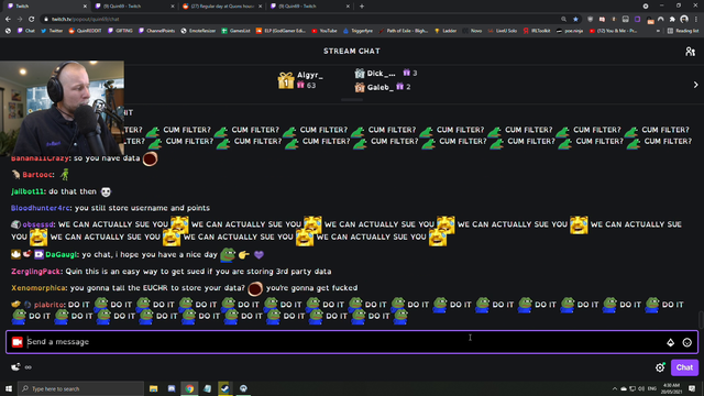 Remember when The_Happy_Hob got a two week ban for doing this. But according to DJWheat (who watches Quin daily), Twitch has no favouritism.