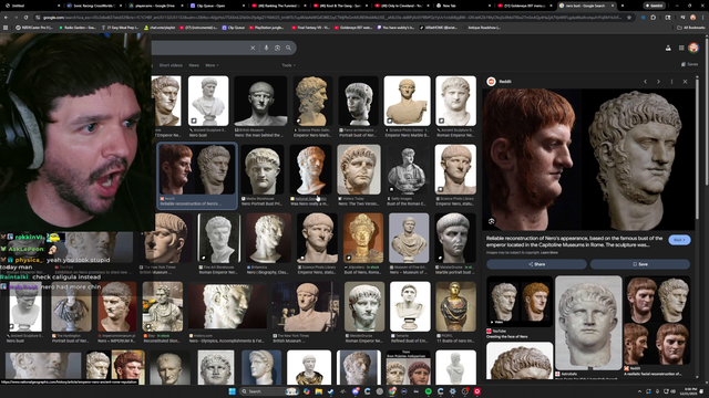 Cyr notices his filter looks like Roman Emperor Nero: