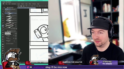 Artist tries out new green screen effect