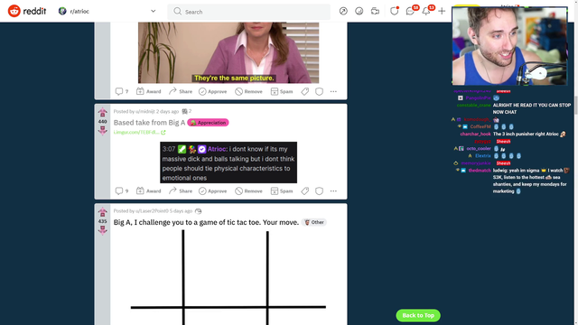 Atrioc plays tic-tac-toe with a reddit post