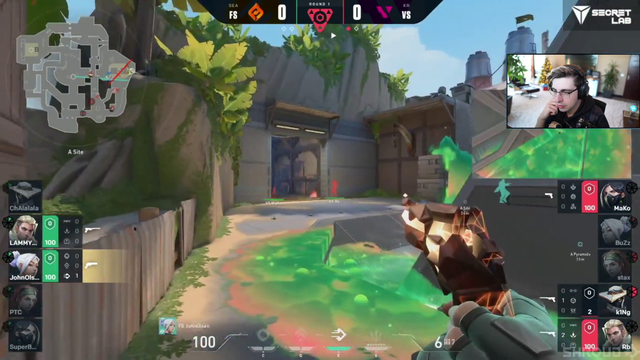 Valorant pro doing squats on the enemy mid round