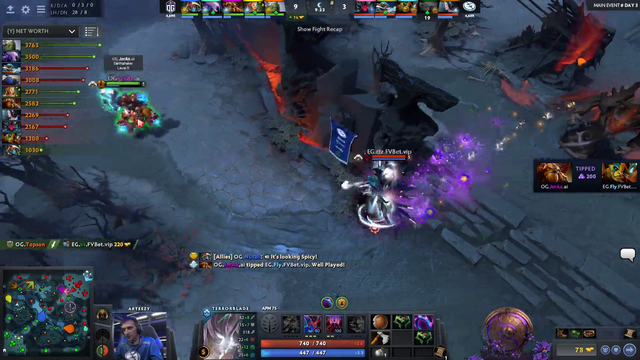 Arteezy getting trolled by OG in a 35 million dollar tournament
