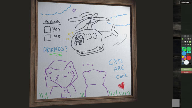 Lily draws out her apology for crashing the Kitten Copter
