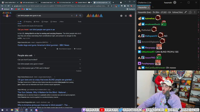 Hasan asks “Can blind people own guns in the US?”