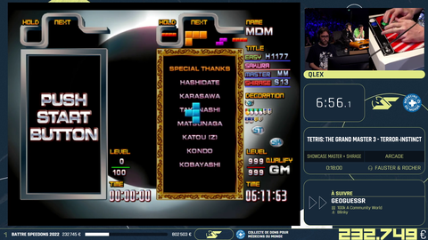 Tetris GM clears the invisible Tetris during live event