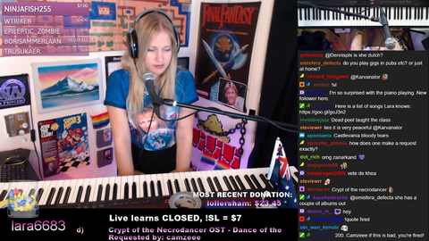 Pianist Lara6683 listens to a song for the first time then begins to play it on the spot by ear