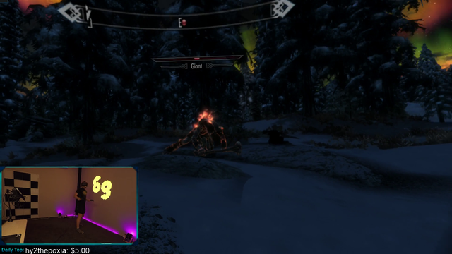 Quin69 kills a giant in skyrim VR