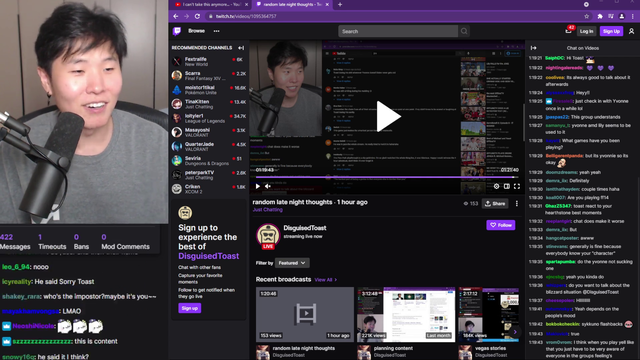 Viewer desperately apologizes to Disguised Toast as they're about to be banned