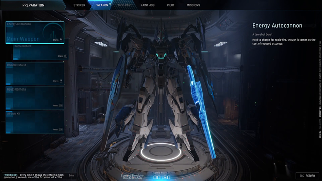 Lirik checks out his gundam customizations