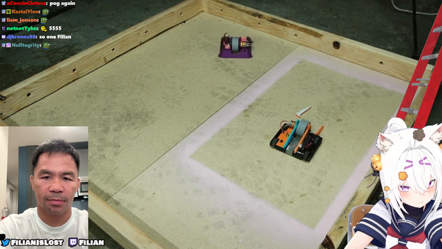 Manny Pacquiao and Filian fighting each other using Battle Bots
