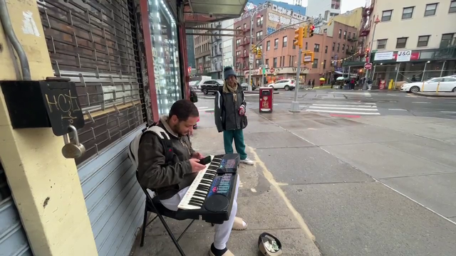 erobb makes his first fan as a street performer then instantly loses them