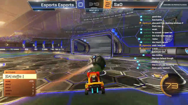 Rocket League caster can't stop laughing after missed shot