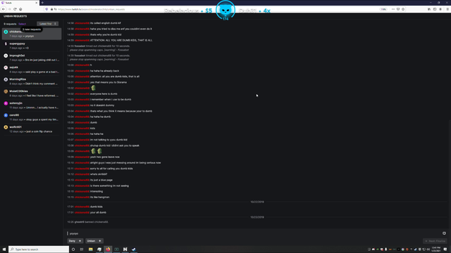 Lirik views a user's unban request