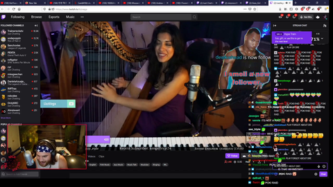 Willard Neff directs his chat to send bits to small streamers. Harp player thinks Pokimane raided her
