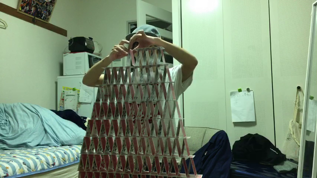 Huge Tower of cards falls and streamer rages