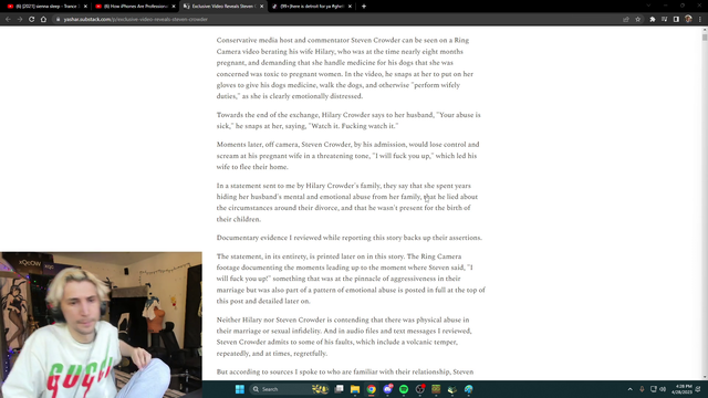 xQc's take on why leaked footage of domestic abusers shouldn't be held against them