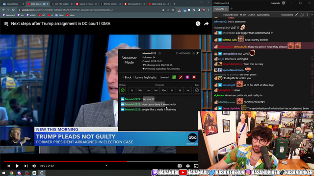 Hasan says Kai situation wasn't a riot and just "teenagers dancing in the streets"