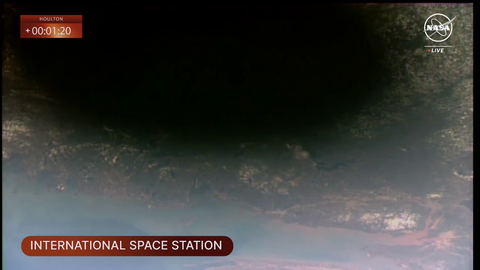 View of the Eclipse's shadow on Earth from the ISS.