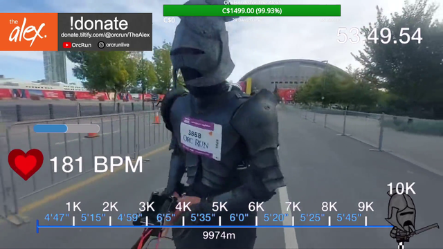 Dude runs 10km in armour raising over 16k for charity