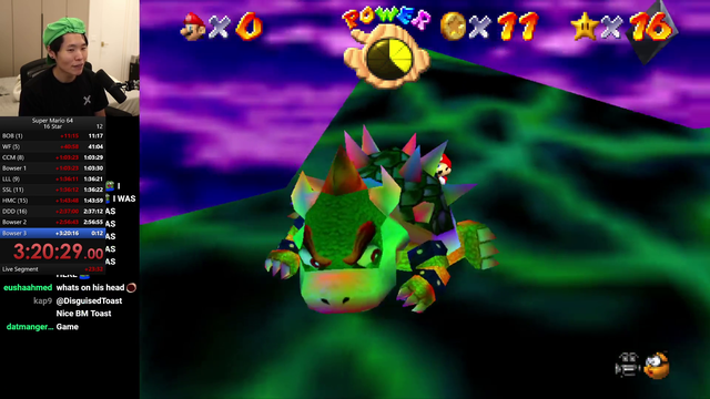 Toast calculated bowser throw for SM64 speedrun