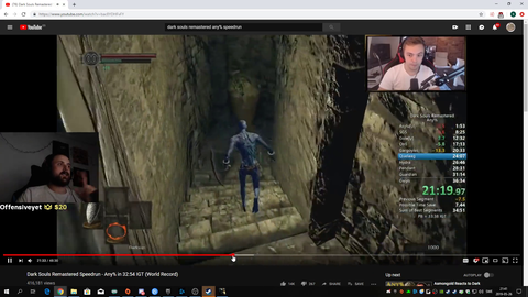 Forsen breaking Dark Souls records