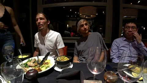 Mitch and Dkane discuss what Soda is doing in the bathroom.