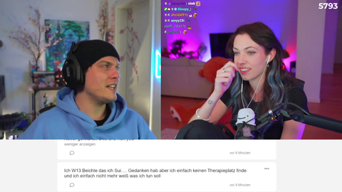 German streamer reads anonymous viewer confession about her sui...(cidal) thoughts.