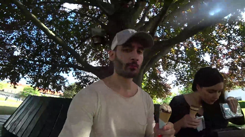 Man with kid brain enjoys day in the park