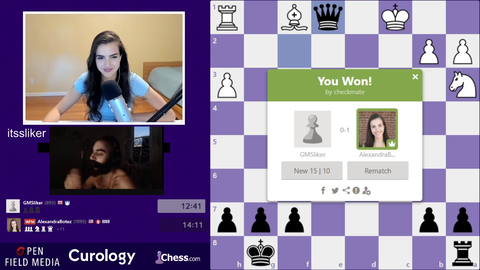 sliker surprised by alexandra's chess tactics
