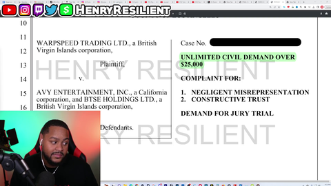 Reynad27 is being sued for 5 million dollars
