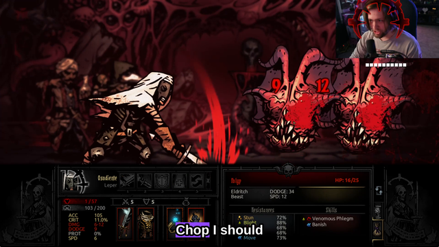 Sodapoppin having a relaxing time in Darkest Dungeon