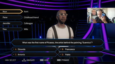Erobb phones a friend in Who Wants to be a Millionaire