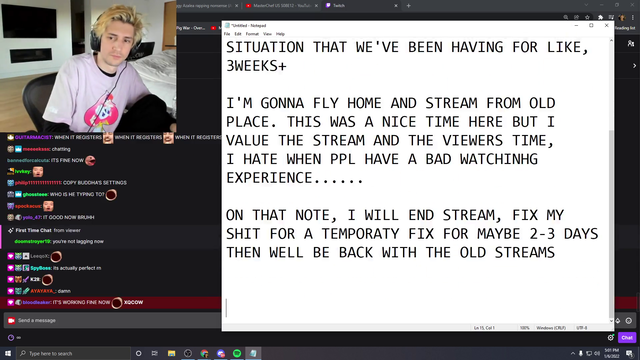 xQc manifesto on LA internet, ends stream early.