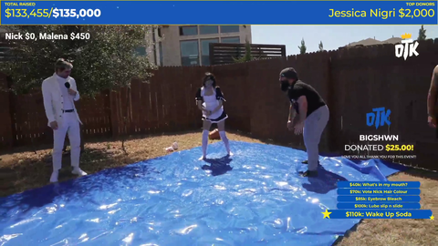 Emi and synack slip and slide race