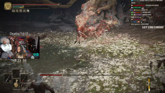 Kai Cenat beats Malenia after 432 deaths and 30 IRL hours