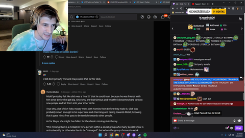 xQc gets called out for not talking about Train's crypto scam and SA allegation towards Alinty, he says he will not comment on it because he knows nothing about it.