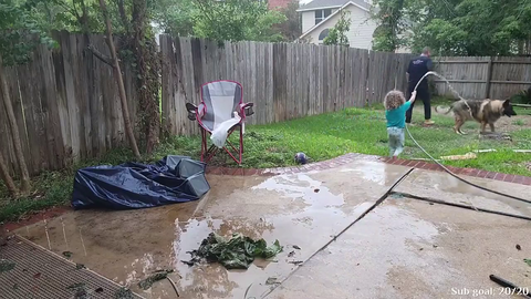 Emmy has some fun with water