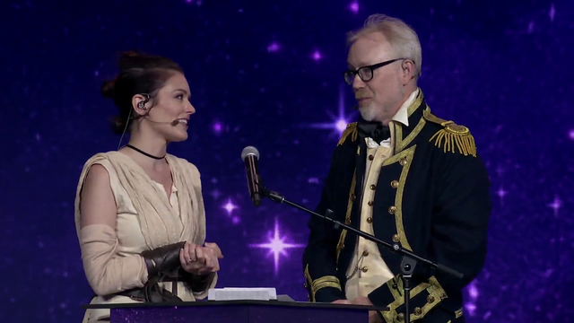 Adam Savage getting distracted at the end of the Cosplay Contest