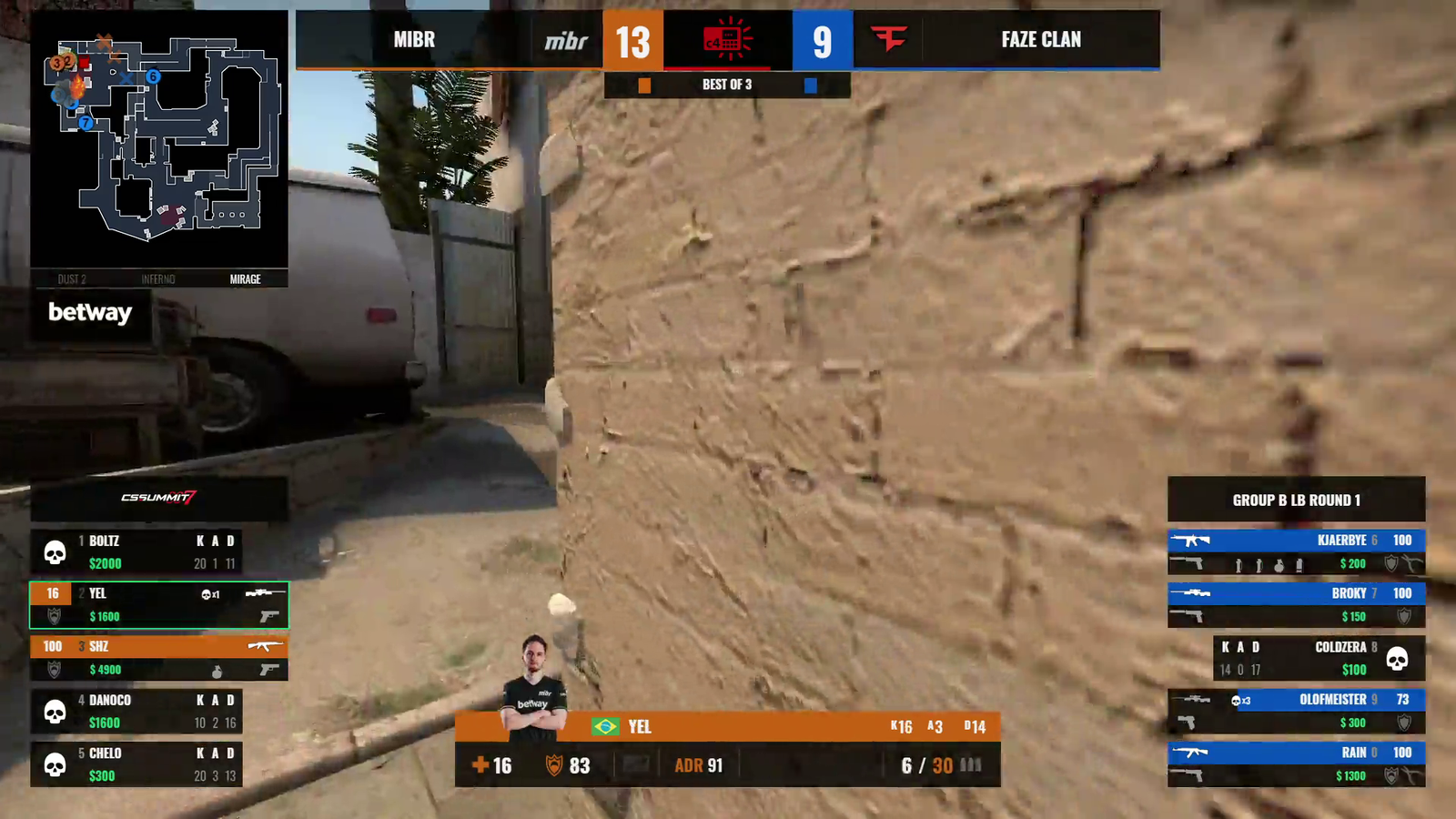 Yel insane 1v4 awp against Faze