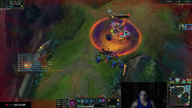 T1 teleports into river to secure a kill.