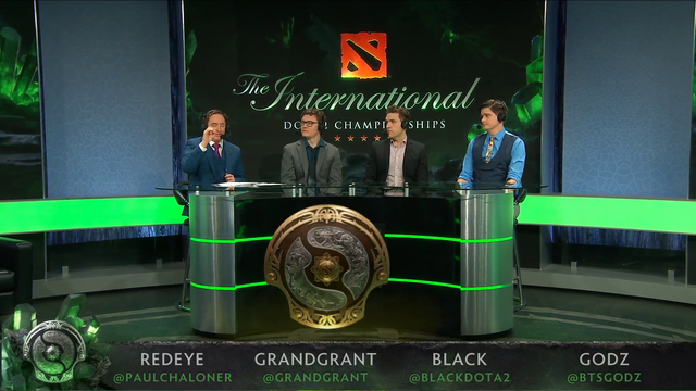 Dota caster tears up.