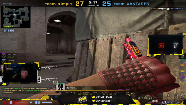 s1mple's reaction after coming back from 15-5 down with 69 kills and more than 80K Viewers