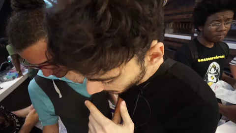Ice kisses a man