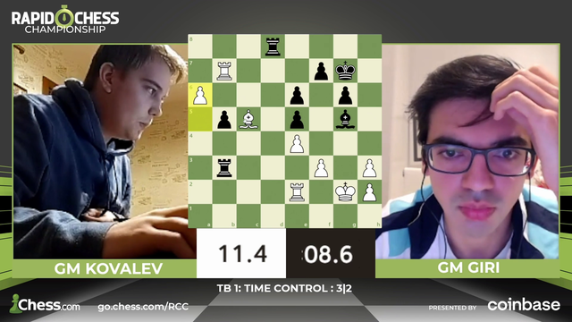 Intense tiebreaker in the quarterfinals of the Rapid Chess Championship