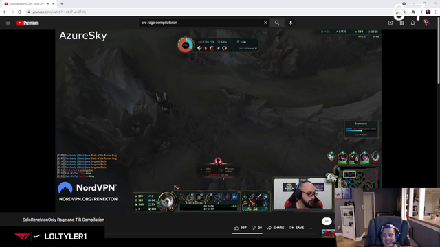 Tyler dying laughing at SoloRenektonOnly rage banning people in his chat.