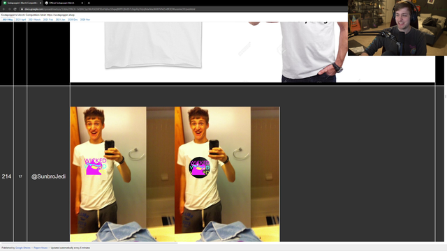 Soda has the perfect model for his merch